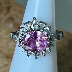 Bomb Party RBP8393 Starburst Details Rose Quartz on Hematite Ring